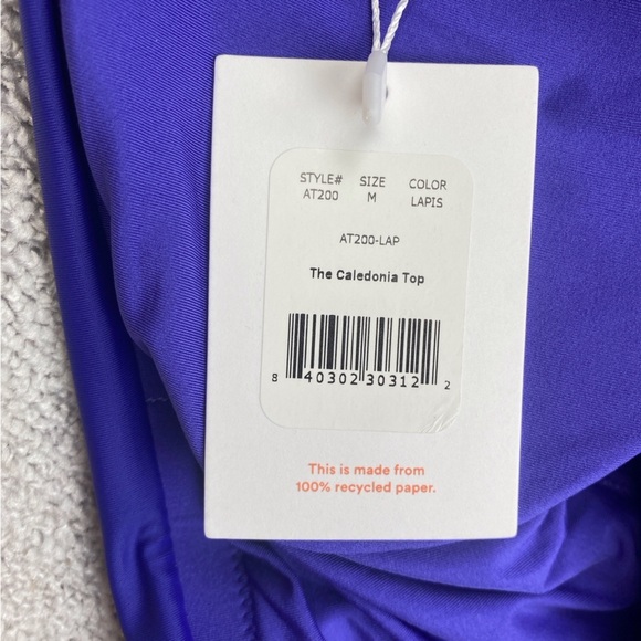 Andie The Caledonia Top Medium Blue Lapis Sports Bra Cross Back Swim AT200-LAP - Picture 7 of 8